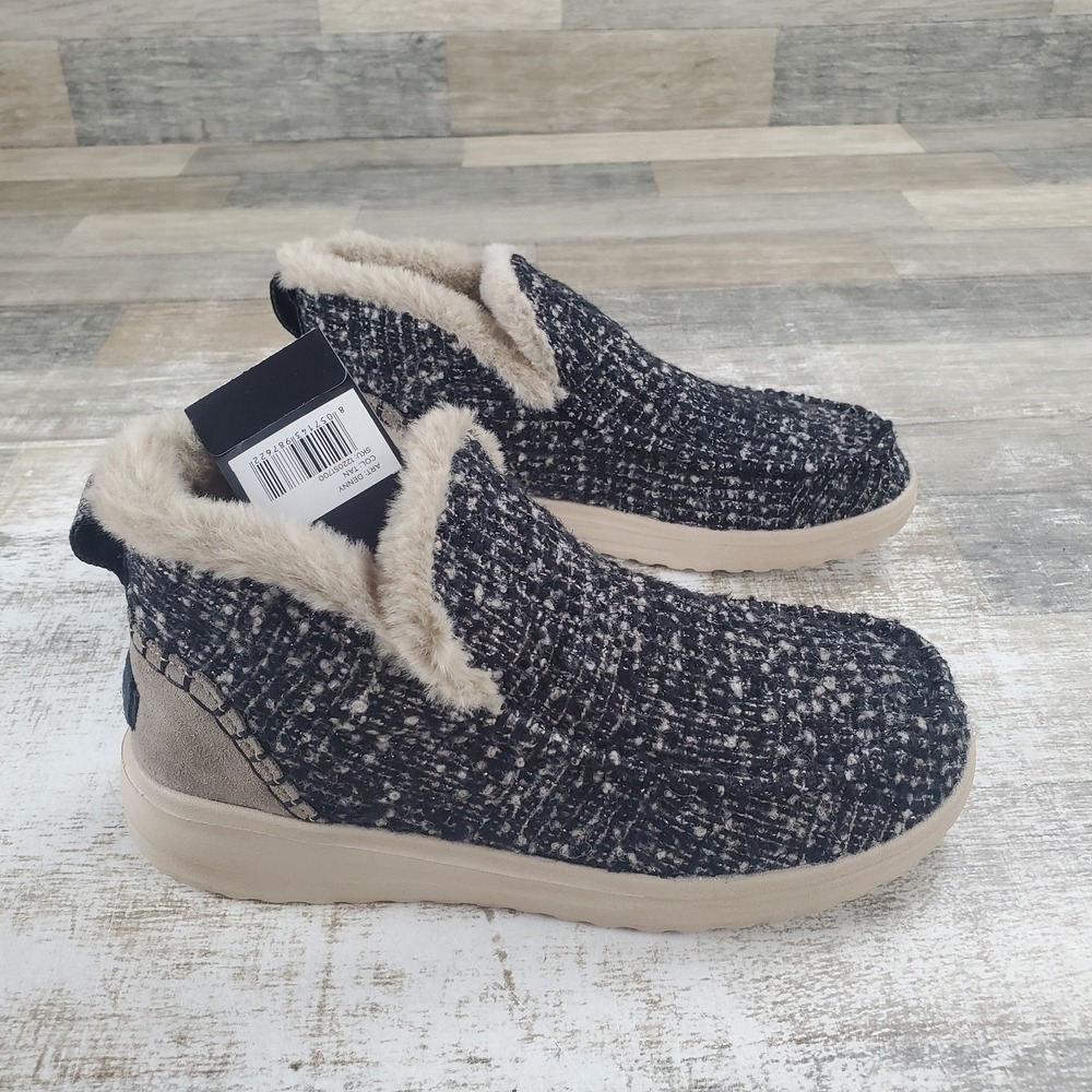 Hey Dude Womens Denny Slip On Ankle Boots Sz 7 Faux Fur Ankle Booties